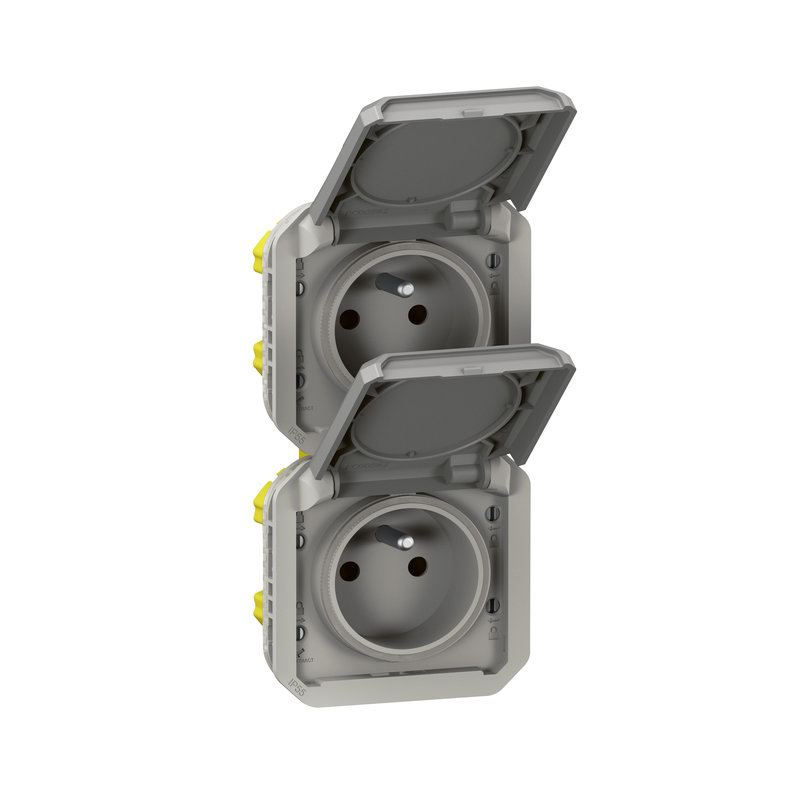 Legrand 069563L - Prise de courant 2x2P+T verticale Plexo composable gris