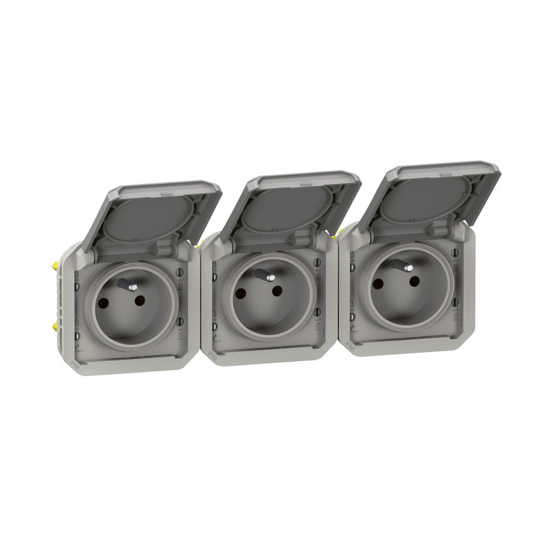 Legrand 069564L - Prise de courant 3x2P+T horizontale Plexo composable gris