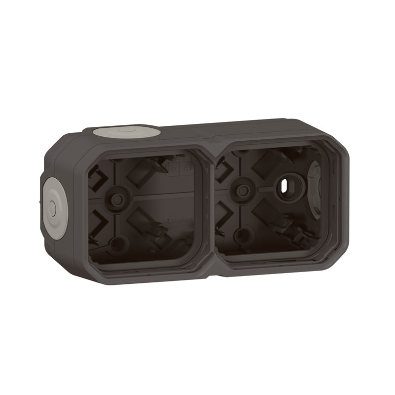 Legrand 069602L - Boîtier saillie à embouts 2 postes horizontaux et verticaux Plexo anthracite