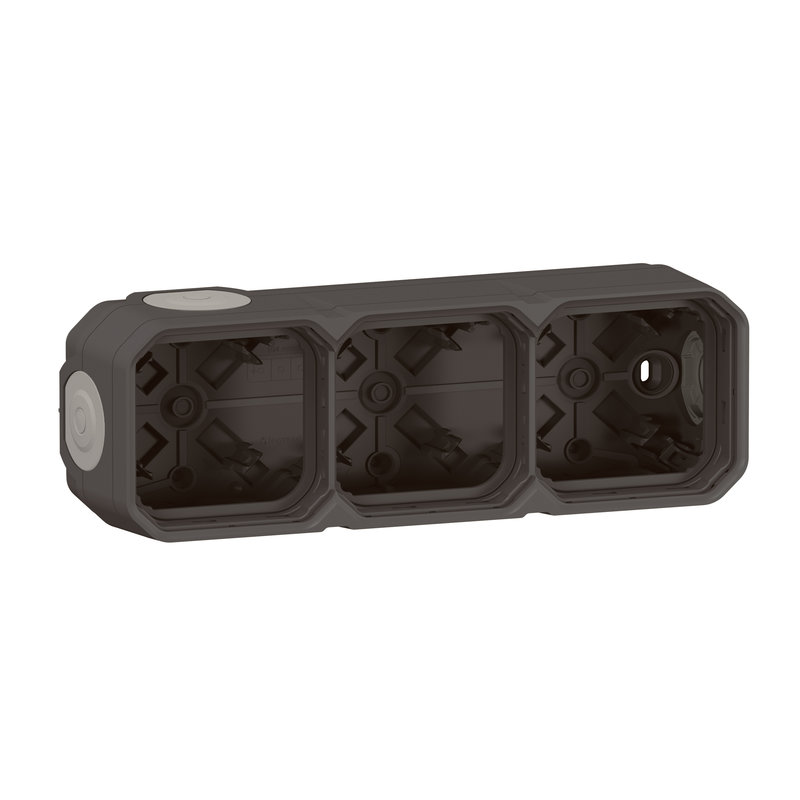 Legrand 069603L - Boîtier saillie à embouts 3 postes horizontaux et verticaux Plexo anthracite