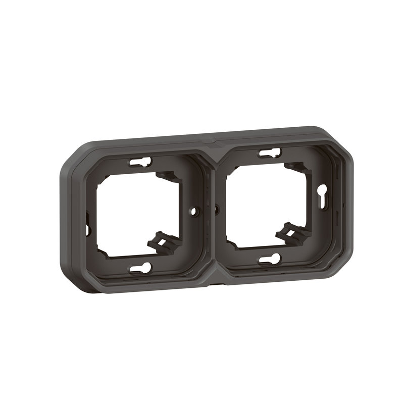 Legrand 069607L - Support plaque encastré 2 postes montage horizontal/vertical Plexo anthracite