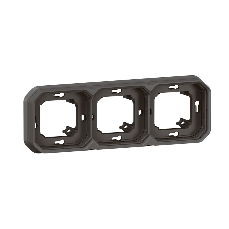 Legrand 069608L - Support plaque encastré 3 postes montage horizontal/vertical Plexo anthracite