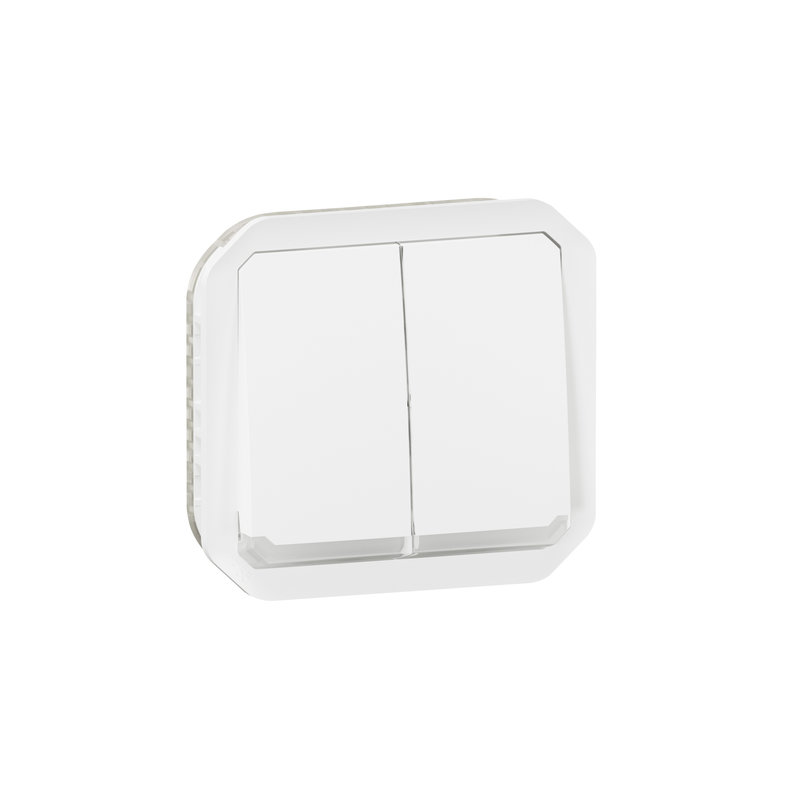 Legrand 069626L - Commande double interrupteur ou poussoir lumineux Plexo composable blanc