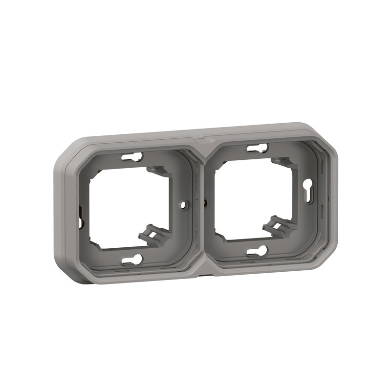 Legrand 069683L - Support plaque encastré 2 postes montage horizontal/vertical Plexo gris