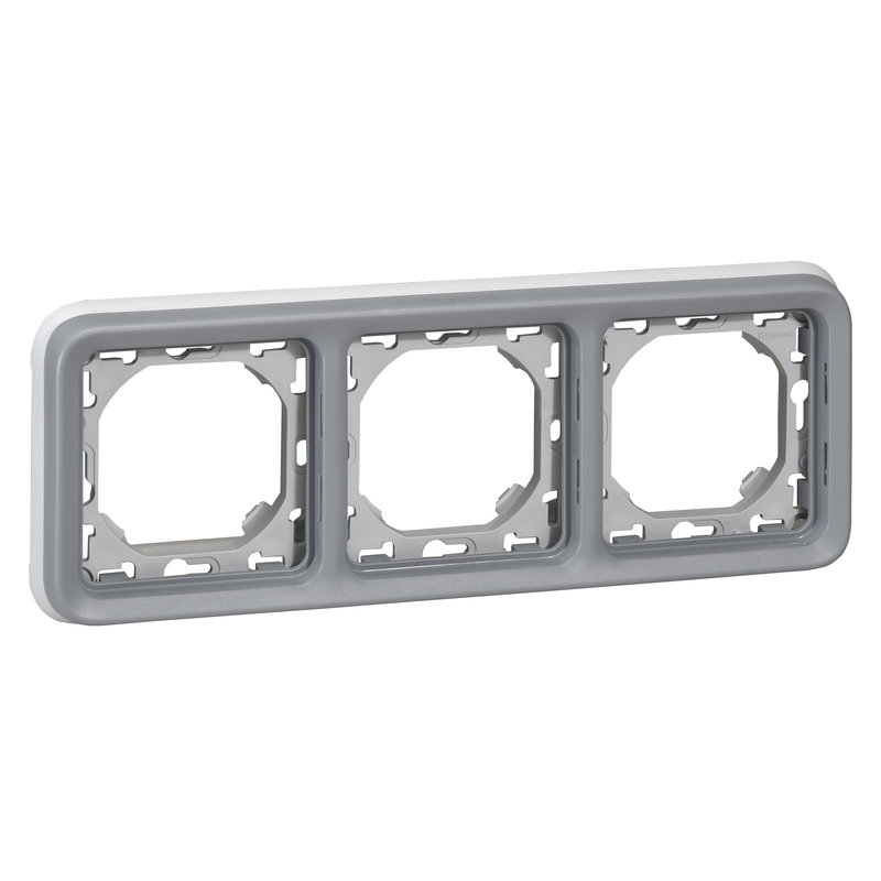 Legrand 069687 - Support plaque étanche 3 postes horizontaux Plexo composable IP55 - gris