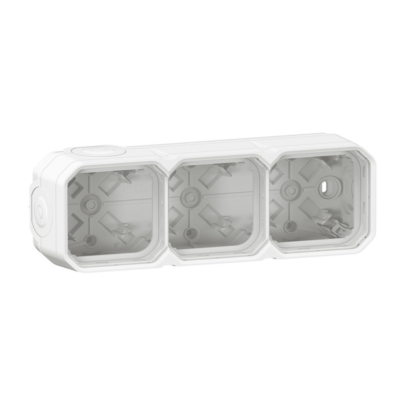 Legrand 069688L - Boîtier saillie à embouts 3 postes horizontaux et verticaux Plexo blanc