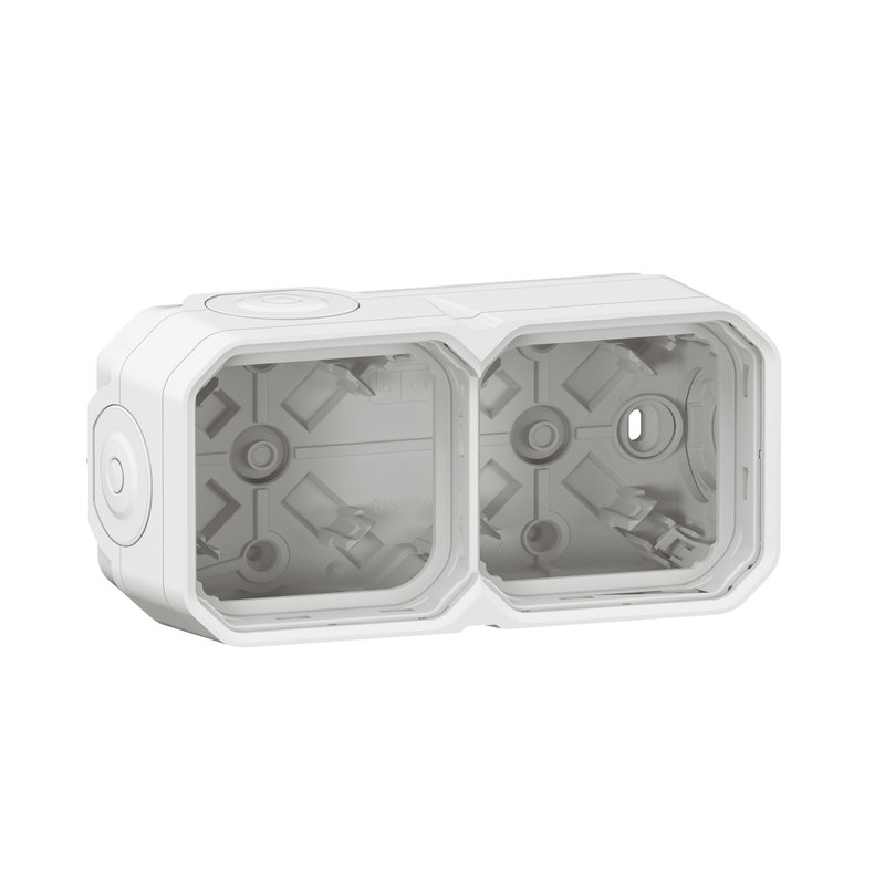Legrand 069690L - Boîtier saillie à embouts 2 postes horizontaux et verticaux Plexo blanc