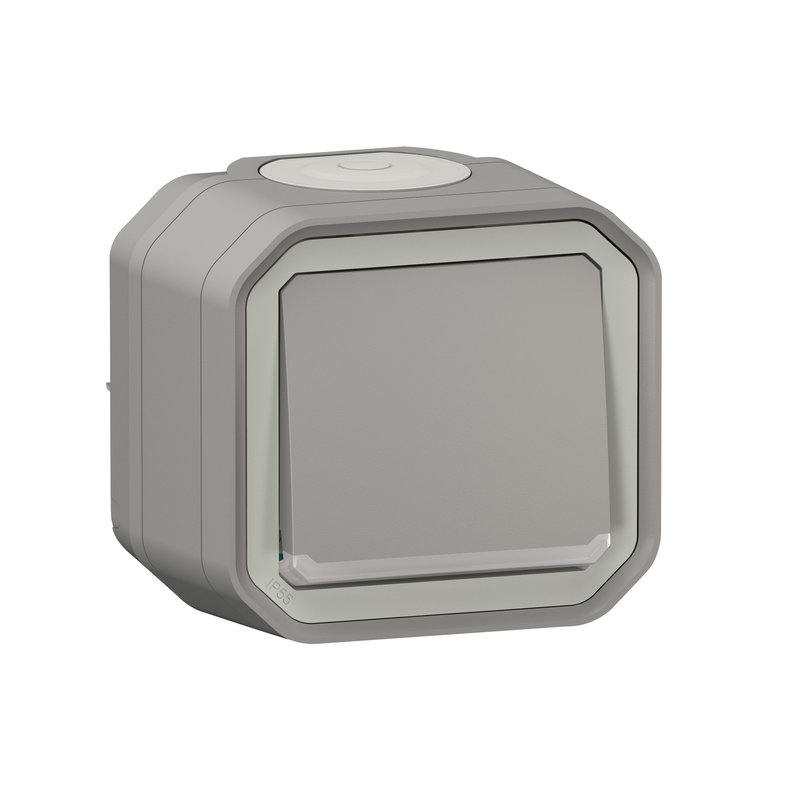 Legrand 069713L - Interrupteur ou va-et-vient lumineux 10AX 250V Plexo complet saillie gris