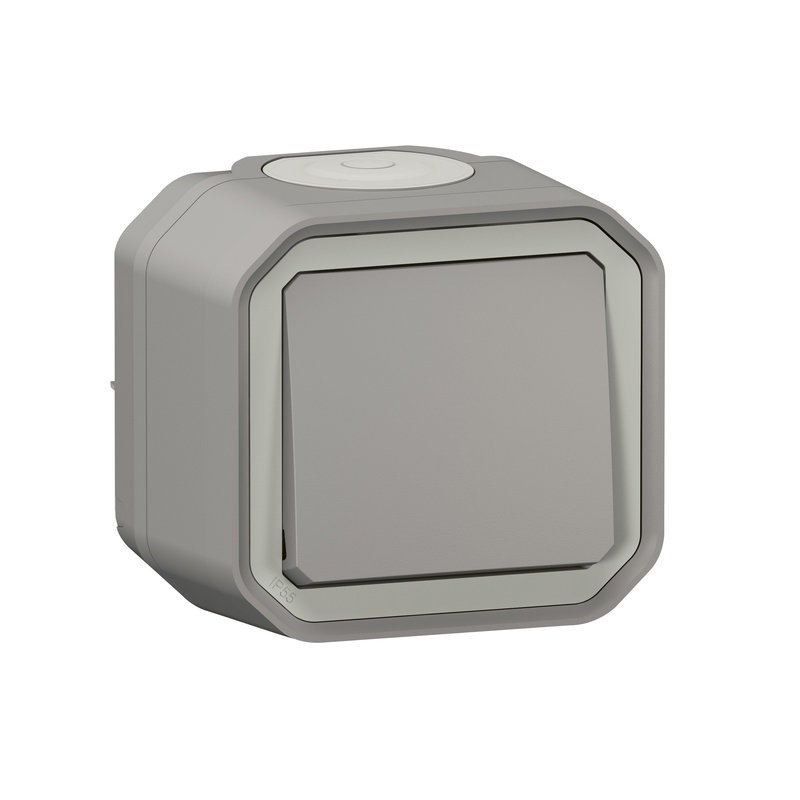 Legrand 069720L - Poussoir NO Plexo complet  en saillie gris