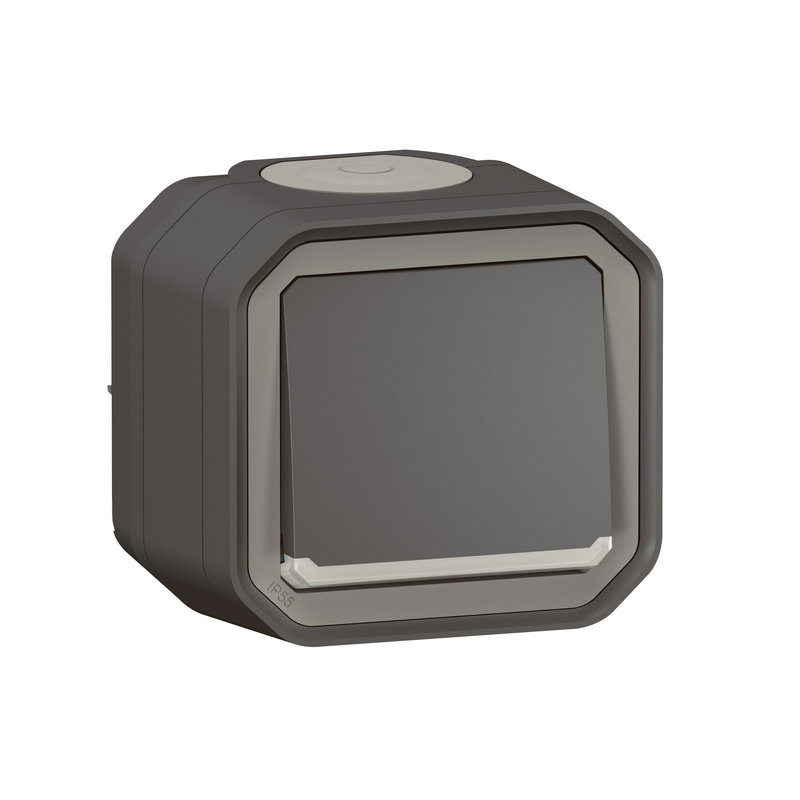Legrand 069782L - Poussoir NO lumineux Plexo complet saillie anthracite