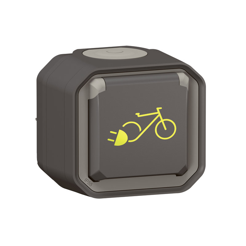 Legrand 069787L - Prise de courant Plexo pour recharge 2 roues électriques complet anthracite