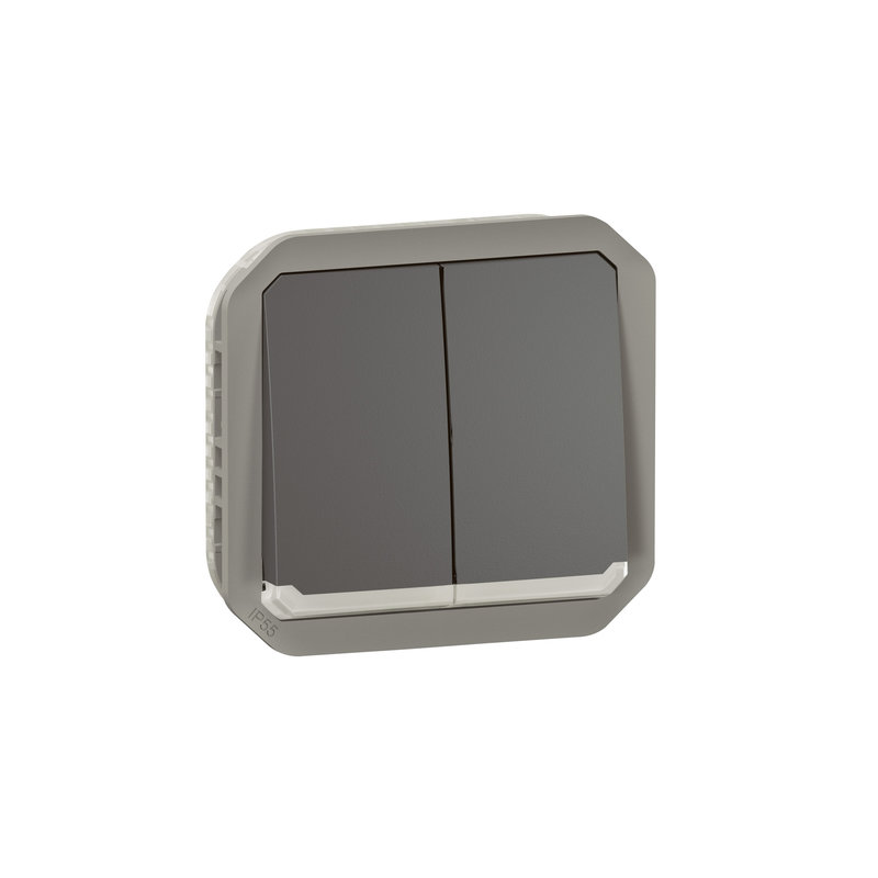 Legrand 069806L - Commande double interrupteur ou poussoir lumineux Plexo composable anthracite