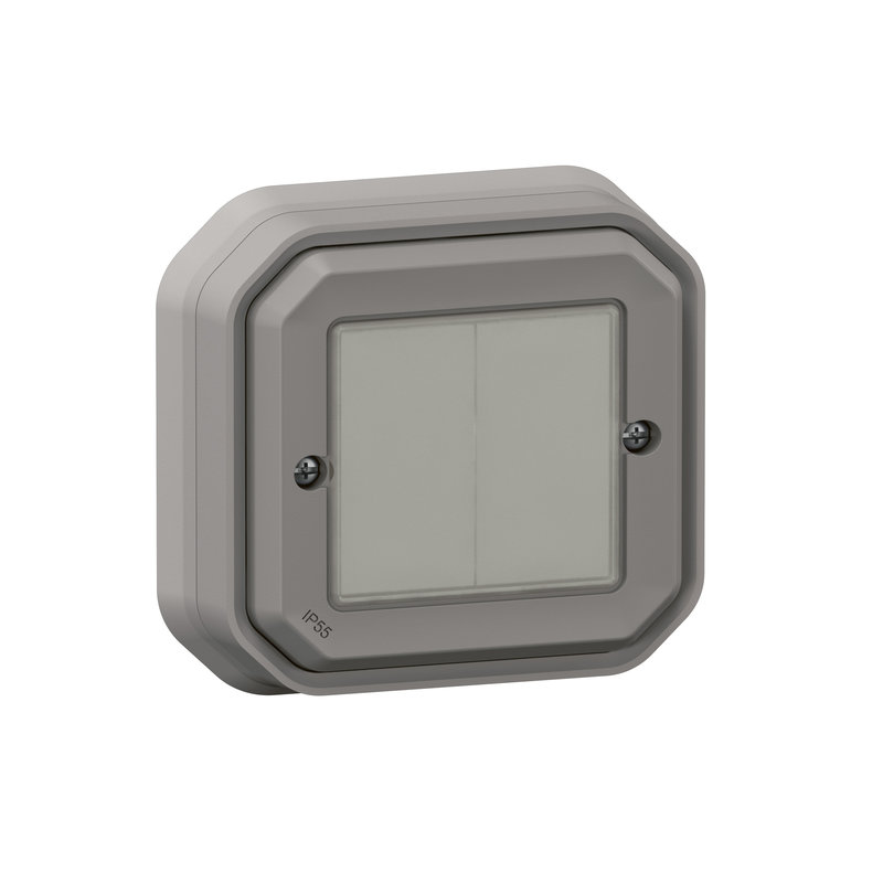 Legrand 069819L - Commande double Self-e pour éclairage et prise Plexo with Netatmo complet gris