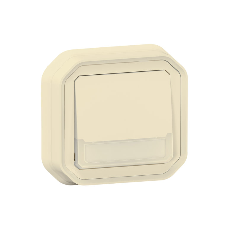 Legrand 069829L - Poussoir NO-NF lumineux porte-étiquette Plexo complet encastré sable