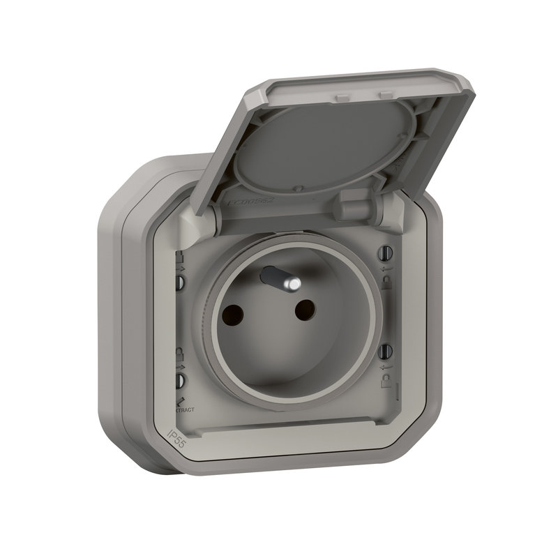 Legrand 069831L - Prise de courant 2P+T Plexo complet encastré gris