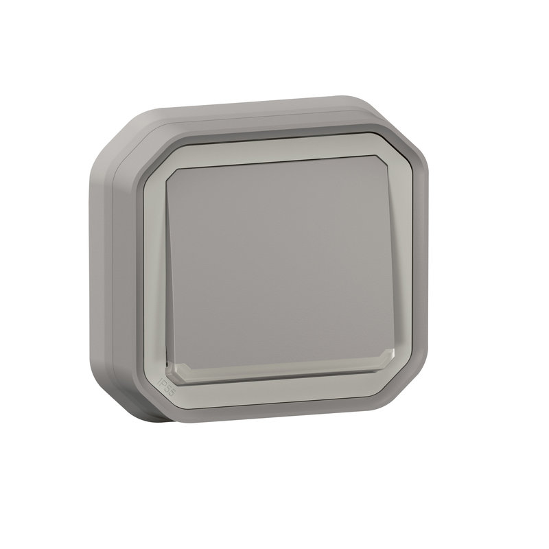 Legrand 069832L - Poussoir NO lumineux Plexo complet encastré gris