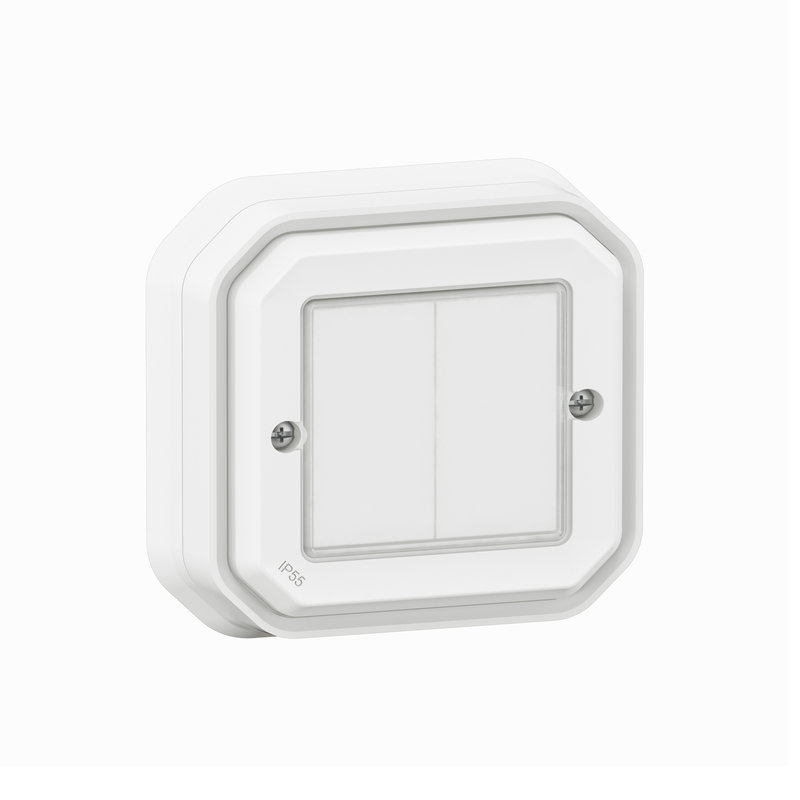 Legrand 069835L - Commande double Self-e pour éclairage et prise Plexo with Netatmo complet blanc