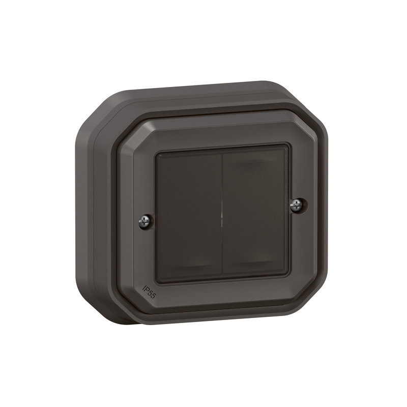 Legrand 069836L - Commande double Self-e éclairage et prise Plexo with Netatmo complet anthracite