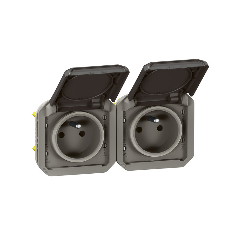 Legrand 069842L - Prise de courant 2x2P+T horizontale Plexo composable anthracite