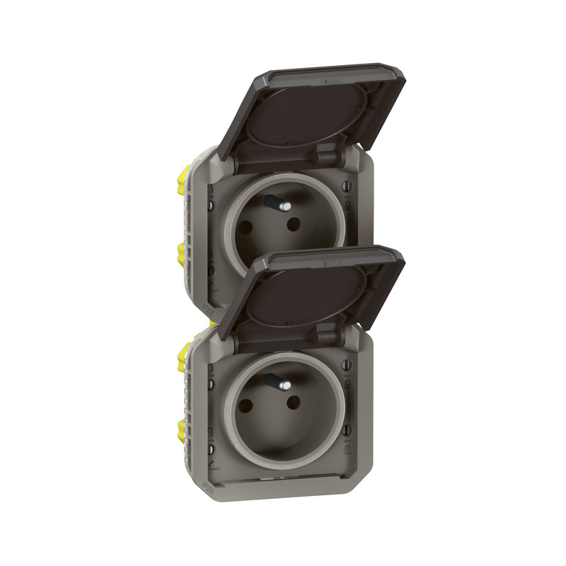 Legrand 069843L - Prise de courant 2x2P+T verticale Plexo composable anthracite