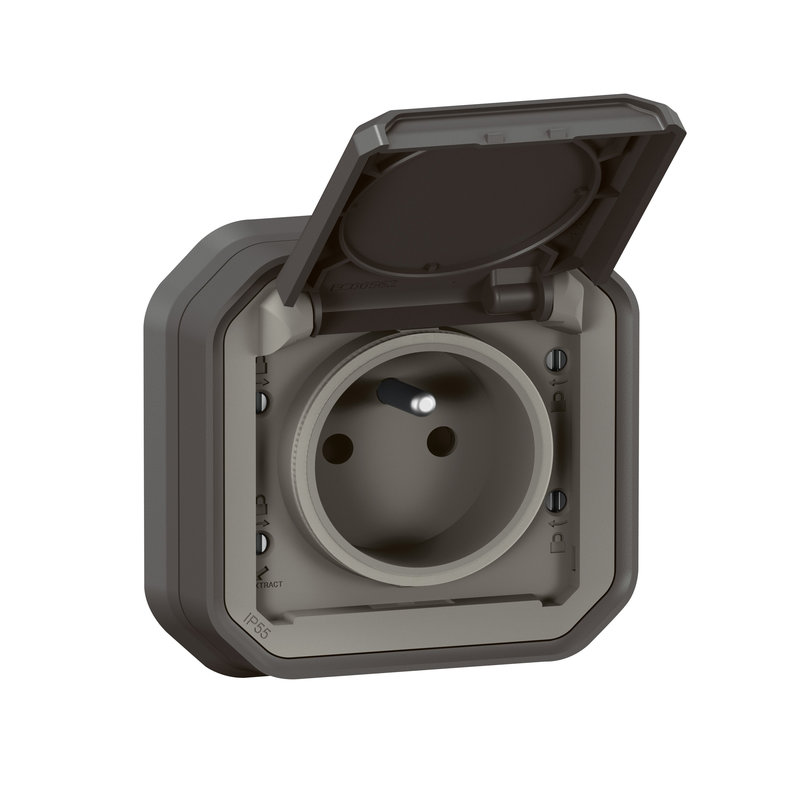 Legrand 069860L - Prise de courant 2P+T Plexo complet encastré anthracite
