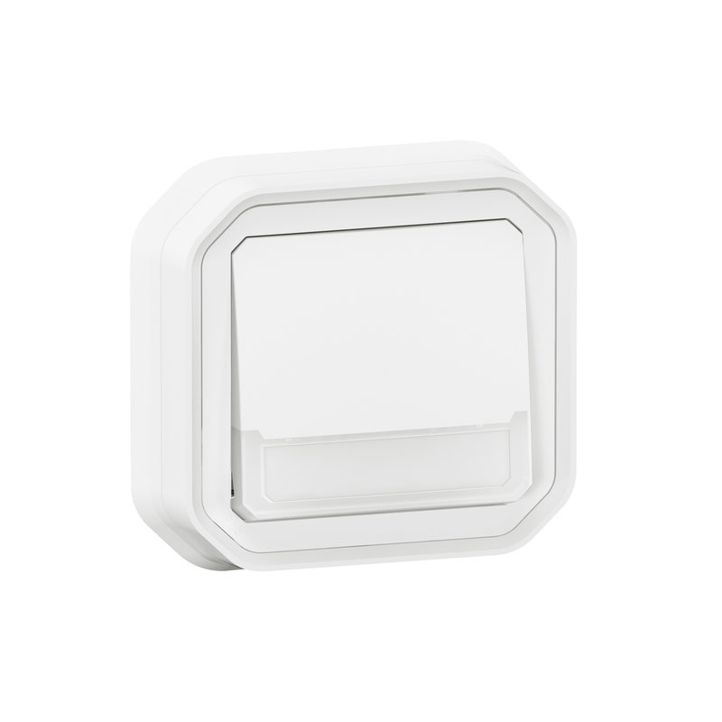 Legrand 069864L - Poussoir NO-NF lumineux porte-étiquette Plexo complet encastré blanc
