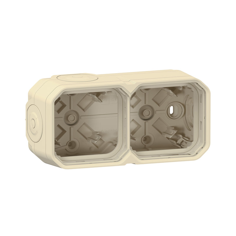 Legrand 069867L - Boîtier saillie à embouts 2 postes horizontaux et verticaux Plexo sable