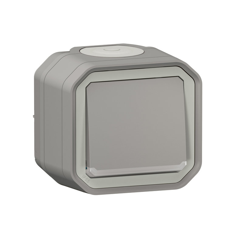 Legrand 070006 - Interrupteur ou va-et-vient lumineux Plexo complet saillie - gris