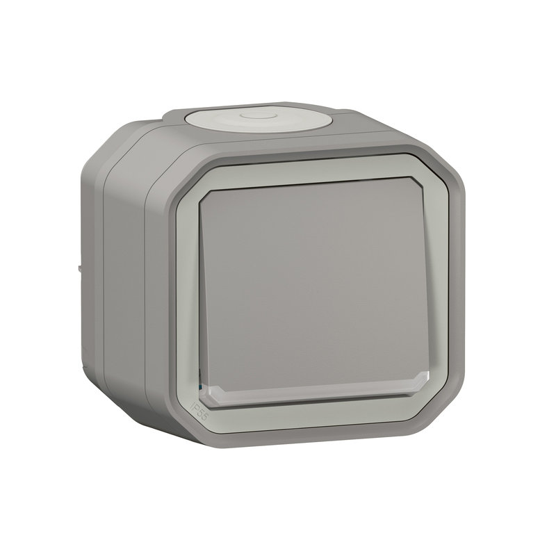 Legrand 070007 - Interrupteur ou va-et-vient témoin Plexo complet saillie - gris