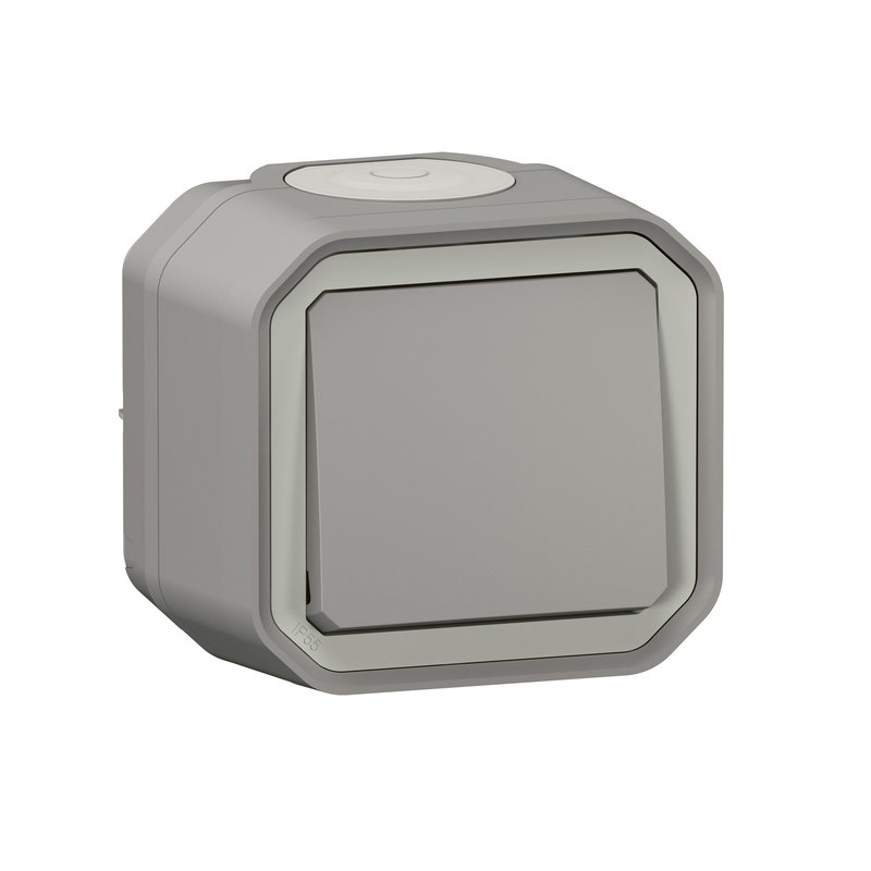 Legrand 070009 - Poussoir NO Plexo complet saillie - Finition gris