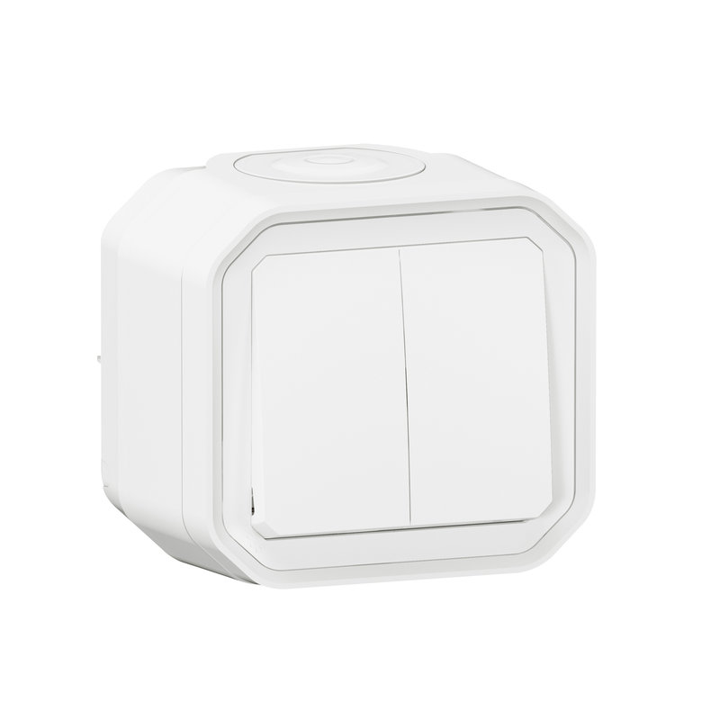Legrand 070023 - Double interrupteur / va-et-vient ou poussoir Plexo complet saillie - blanc