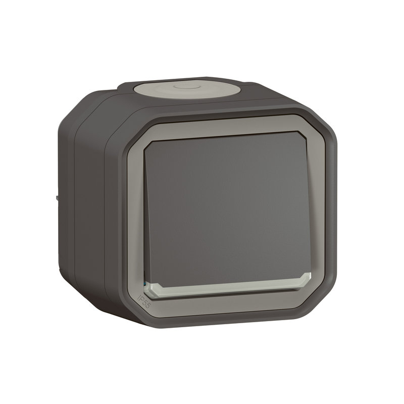 Legrand 070028 - Interrupteur ou va-et-vient lumineux Plexo complet saillie - anthracite
