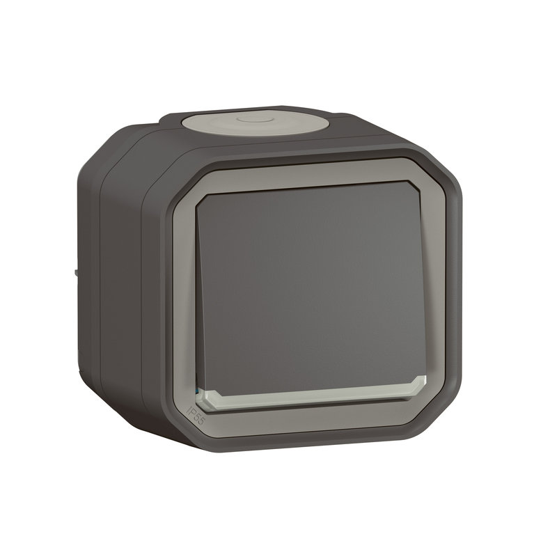 Legrand 070029 - Interrupteur ou va-et-vient témoin Plexo complet saillie - anthracite