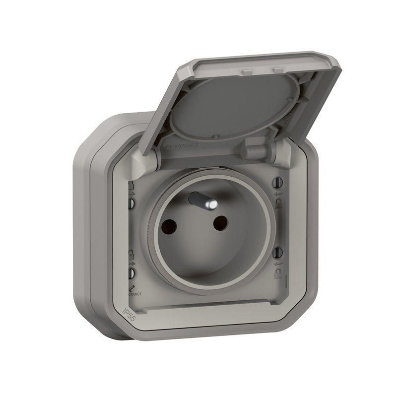 Legrand 070031L - PLEXO PRISE DE COURANT STANDARD F/B - GRIS - ENCASTRE