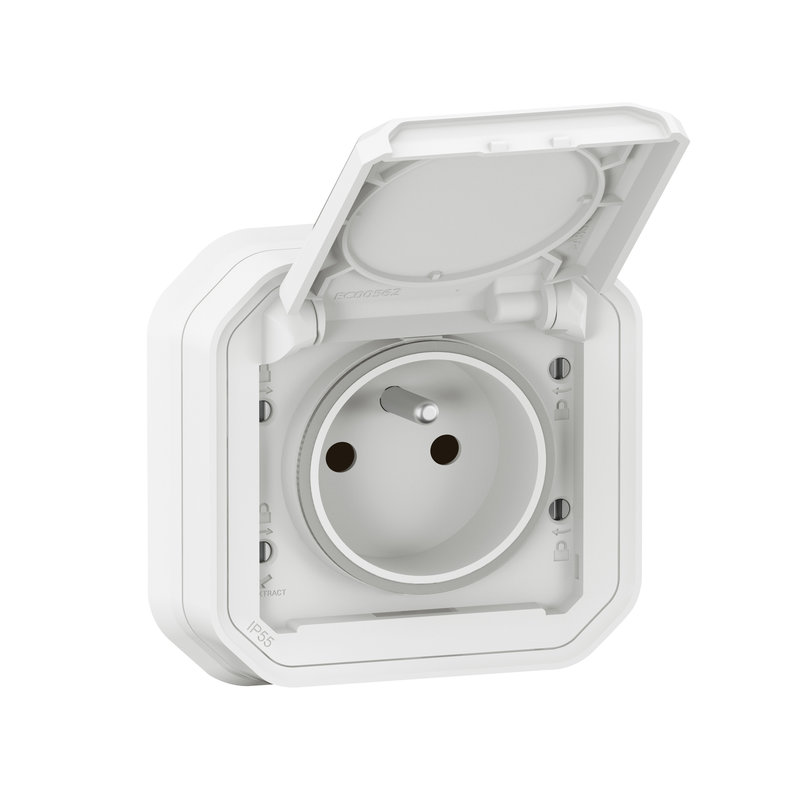 Legrand 070034L - PLEXO PRISE DE COURANT STANDARD F/B - BLANC - ENCASTRE