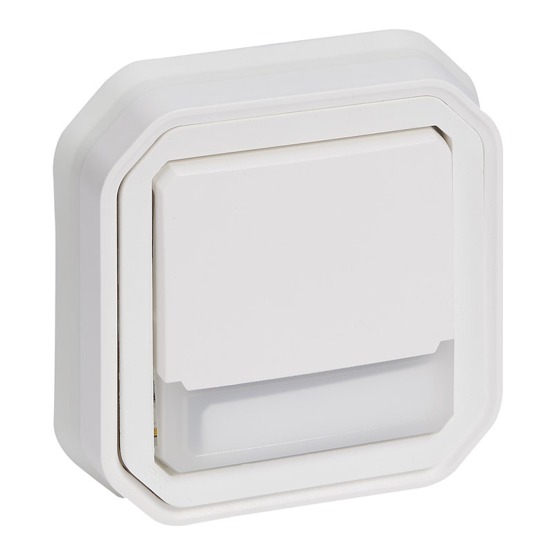 Legrand 070035 - Poussoir NO-NF lumineux porte-étiquette Plexo complet encastré et griffes -blanc