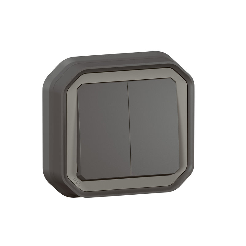 Legrand 070037L - PLEXO DOUBLE INTERRUPTEUR OU VA-ET-VIENT OU POUSSOIR - ANTH - ENCASTRE