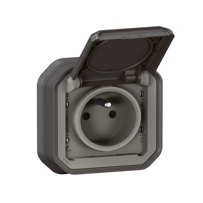 Legrand 070038L - PLEXO PRISE DE COURANT STANDARD F/B - Anthracite - ENCASTRE