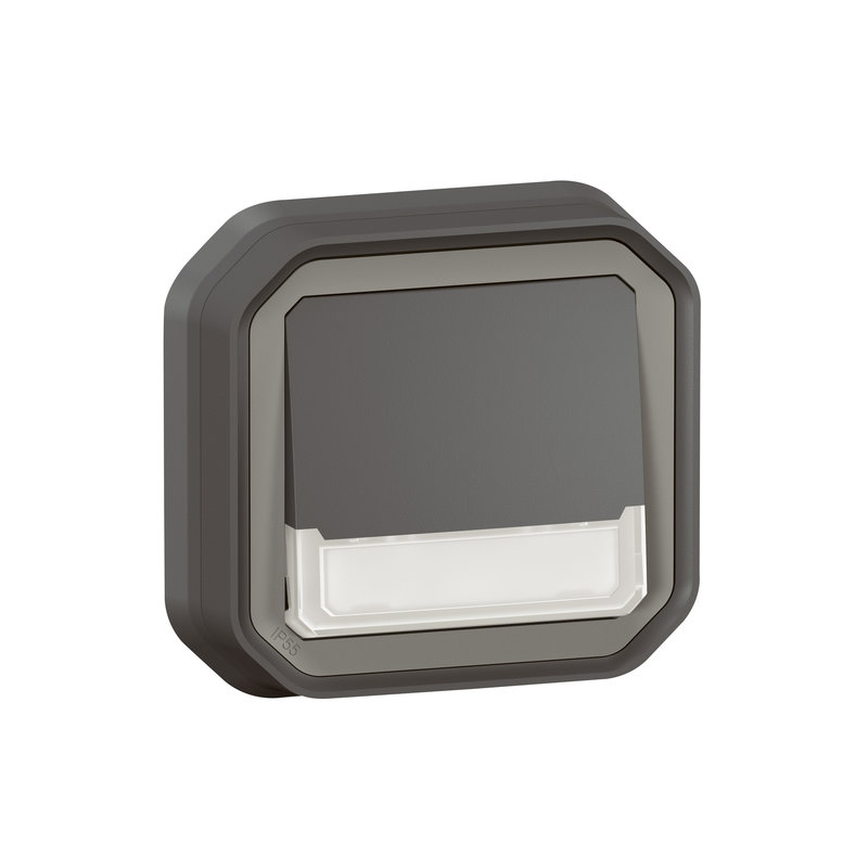 Legrand 070039 - Poussoir NO-NF lumineux porte-étiquette Plexo complet encastré griffe anthracite