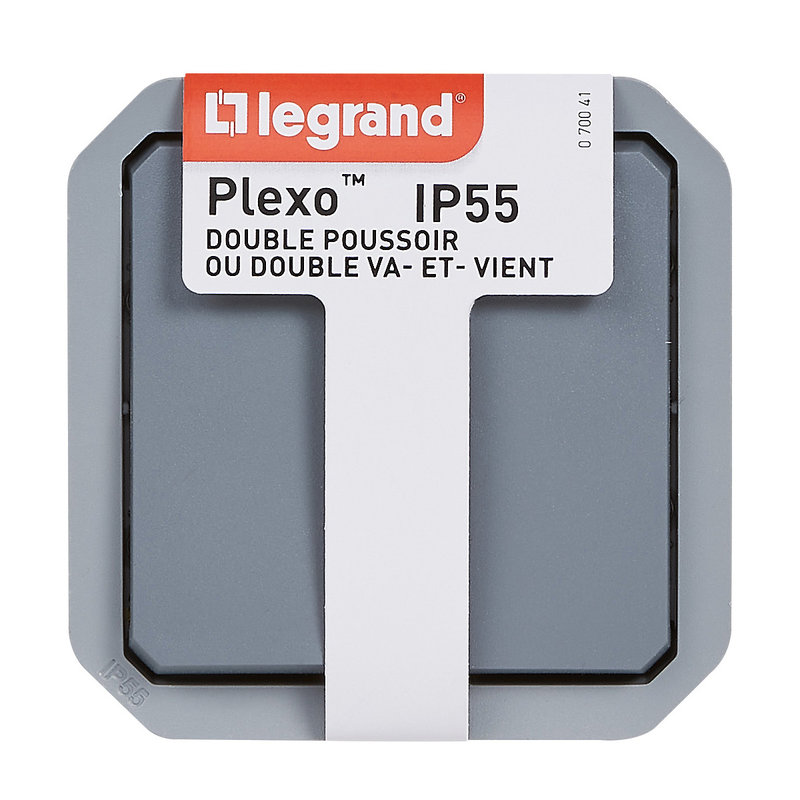 Legrand 070041 - Double interupteur / va-et--vient ou poussoir Plexo composable - gris