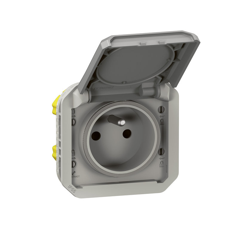 Legrand 070042 - Prise de courant avec volet Plexo composable - gris