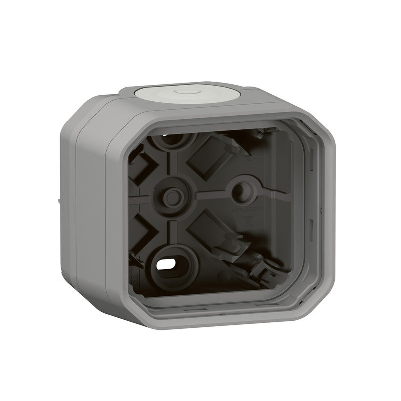 Legrand 070050 - Boîtier apparent 1 poste Plexo avec 2 embouts et 1 entrée - gris