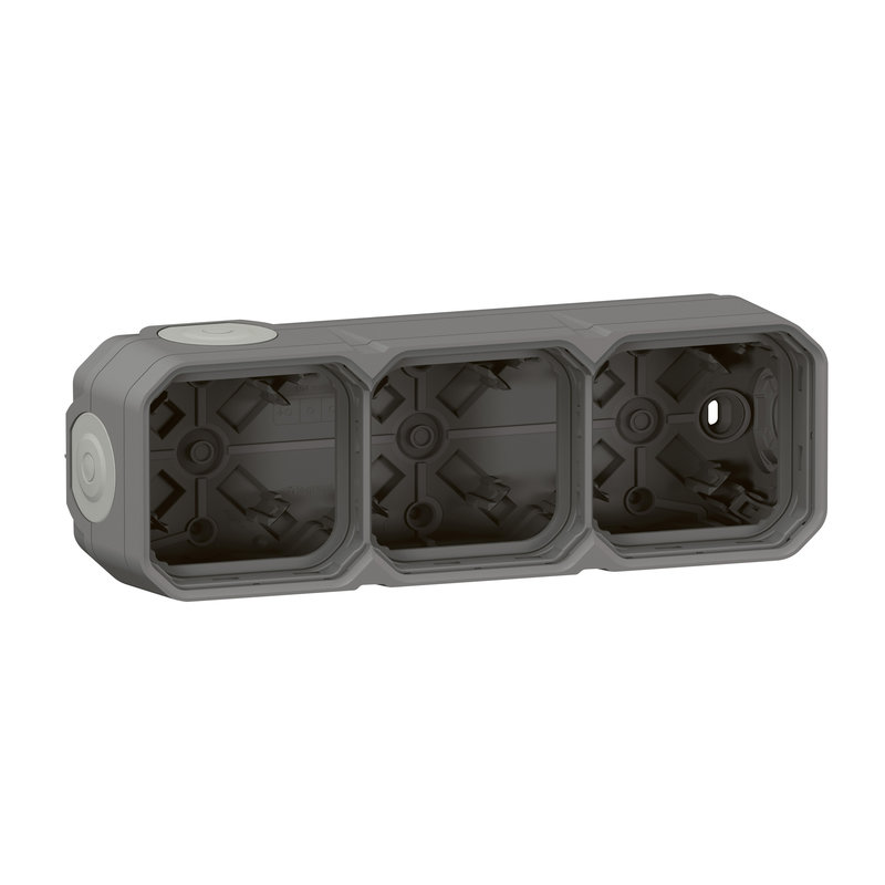 Legrand 070052 - Boîtier apparent 3 postes Plexo horizontal ou vertical - gris