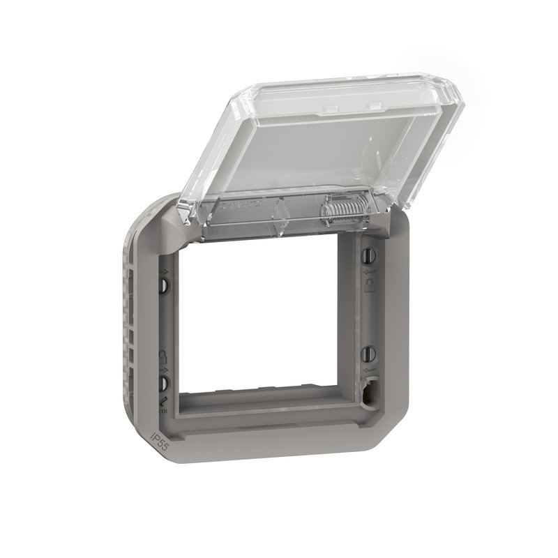 Legrand 070055 - Adaptateur Plexo pour Mosaic 2 modules à volet transparent - gris