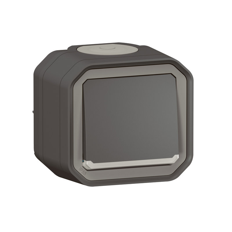 Legrand 070061 - Poussoir NO lumineux Plexo complet saillie - anthracite