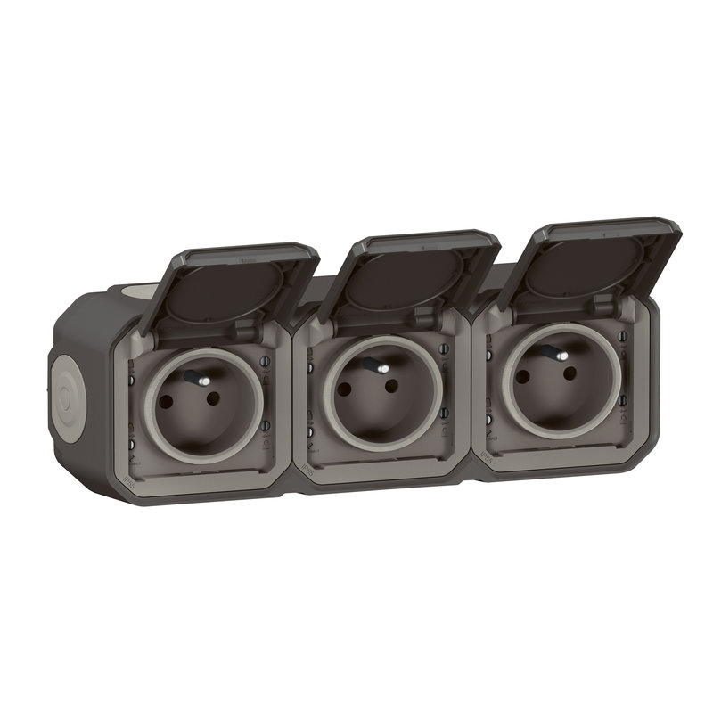 Legrand 069766L - PRISE 3x2P+T F/B étanche ANTHRACITE SAILLIE