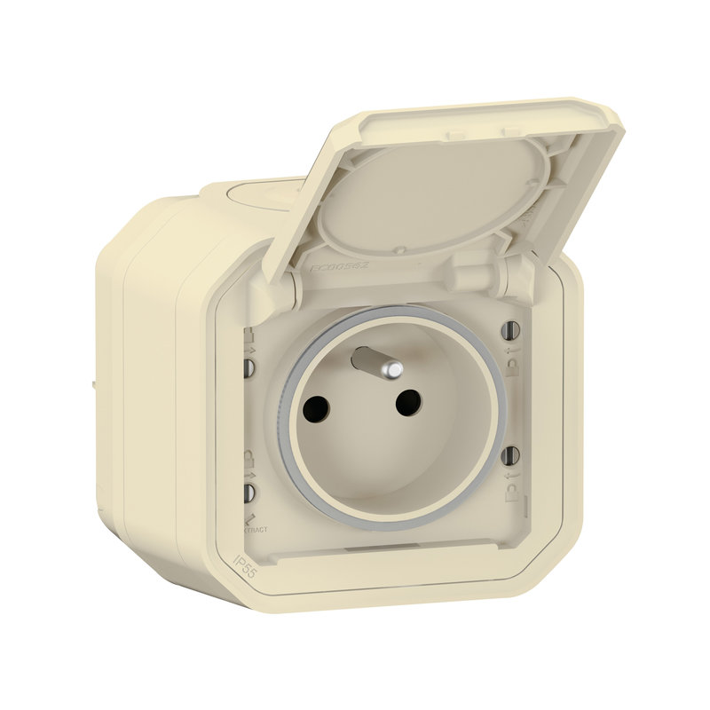 Legrand 070069 - Prise de courant avec volet Plexo complet saillie - sable
