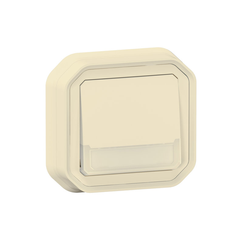 Legrand 070074 - Poussoir NO-NF lumineux porte-étiquette Plexo complet encastré et griffes -sable