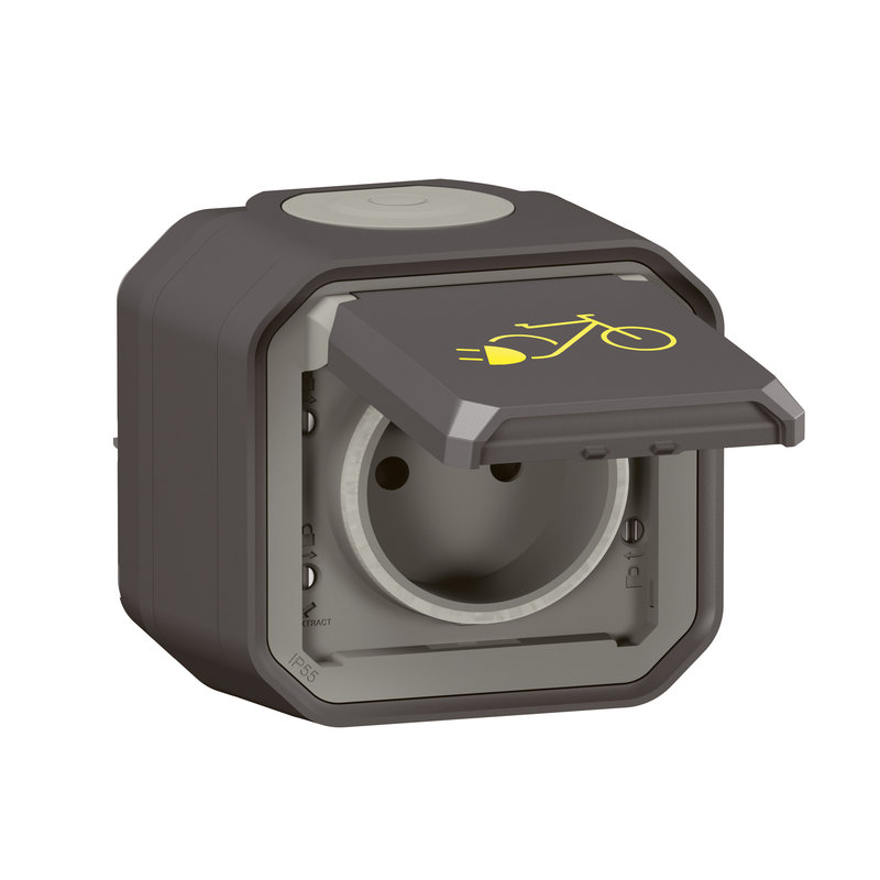 Legrand 070077 - Prise de courant pour 2 roues électriques Plexo complet saillie - anthracite