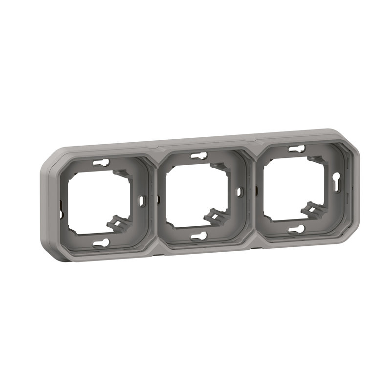 Legrand 070090 - Support plaque 3 postes Plexo montage encastré horizontal ou vertical - gris